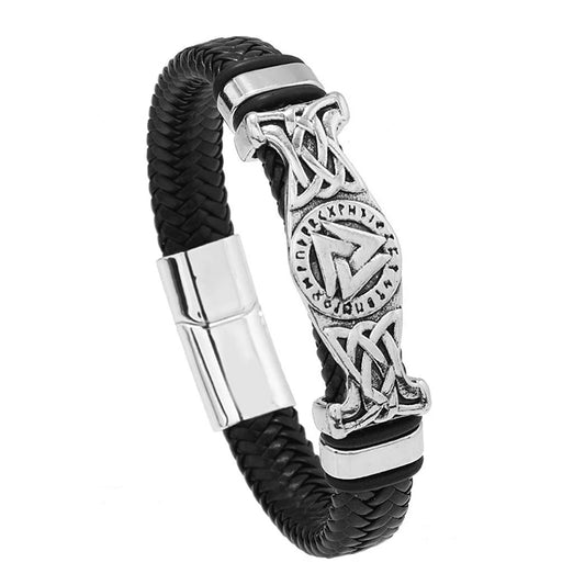 Bracelet Viking Homme Style Nordique – Métal & Cordon Tressé