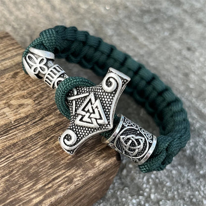 Bracelet Viking Marteau de Thor & Valknut – Corde Tressée Nordique - Nordikfuri