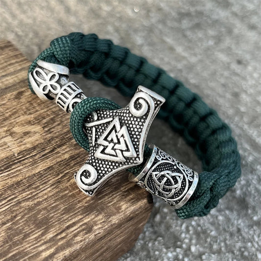 Bracelet Viking Marteau de Thor & Valknut – Corde Tressée Nordique - Nordikfuri
