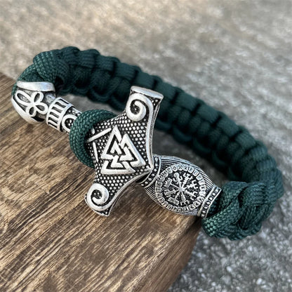 Bracelet Viking Marteau de Thor & Valknut – Corde Tressée Nordique - Nordikfuri