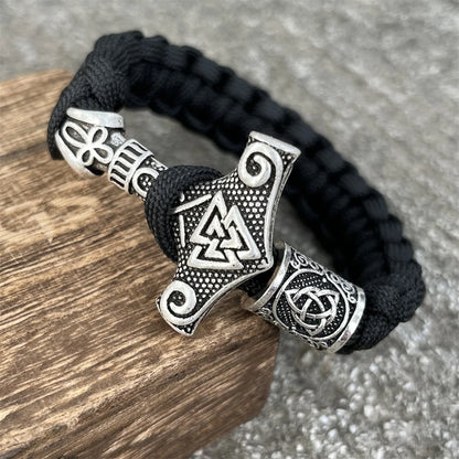 Bracelet Viking Marteau de Thor & Valknut – Corde Tressée Nordique - Nordikfuri