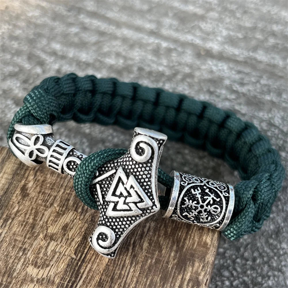 Bracelet Viking Marteau de Thor & Valknut – Corde Tressée Nordique - Nordikfuri