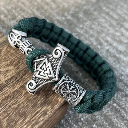 Bracelet Viking Marteau de Thor & Valknut – Corde Tressée Nordique - Nordikfuri