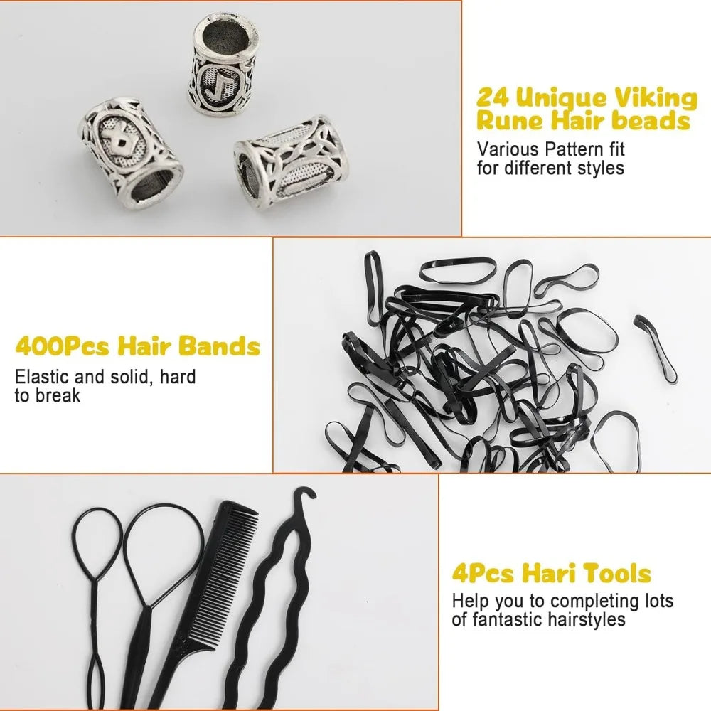 Kit Perles Viking pour Barbe & Tresses – Style Guerrier Nordique