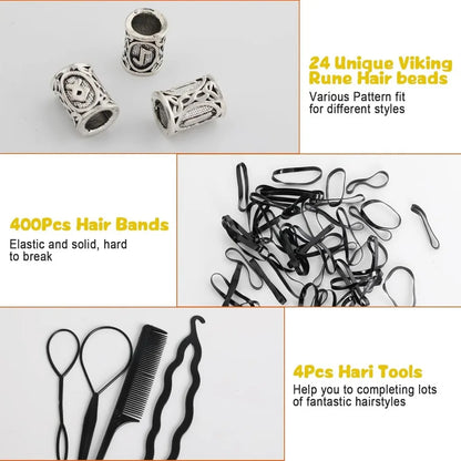 Kit Perles Viking pour Barbe & Tresses – Style Guerrier Nordique