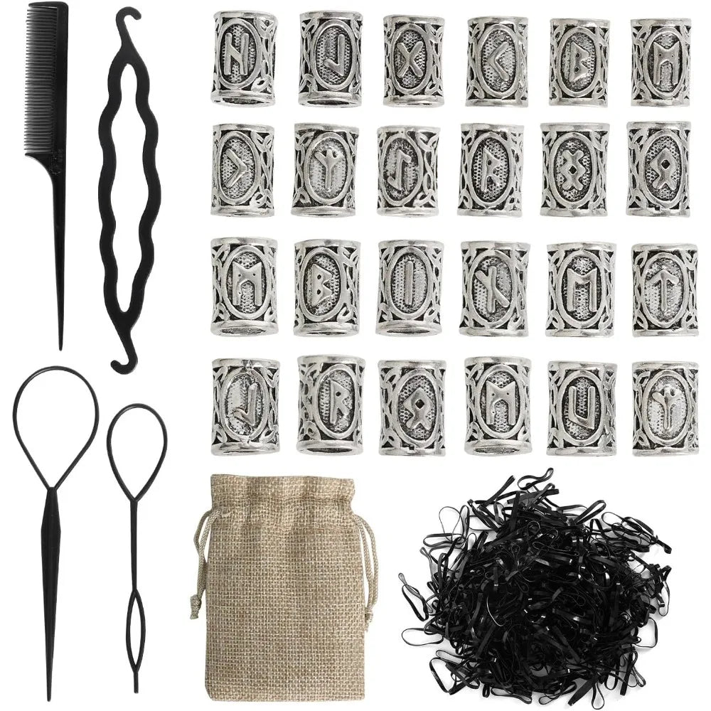 Kit Perles Viking pour Barbe & Tresses – Style Guerrier Nordique