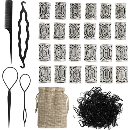 Kit Perles Viking pour Barbe & Tresses – Style Guerrier Nordique