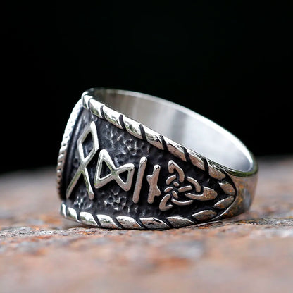 Bague viking Vegvisir en acier inoxydable symbole protection nordique