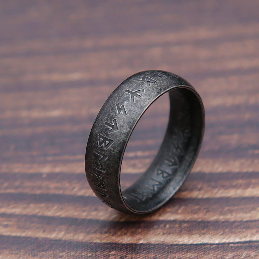 Bague Viking Runiques En Acier 316L – Style Nordique