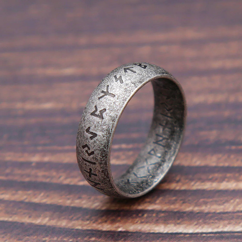 Bague Viking Runiques En Acier 316L – Style Nordique