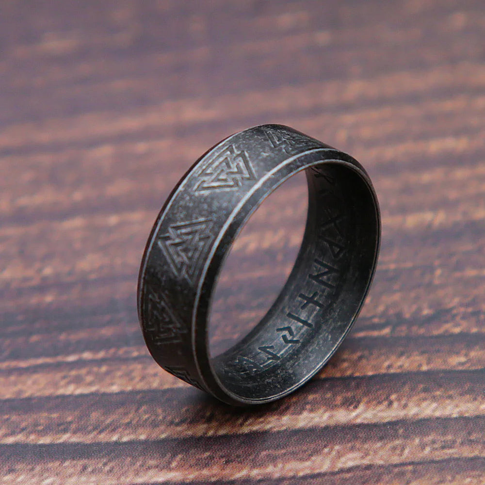 Bague Viking Runiques En Acier 316L – Style Nordique