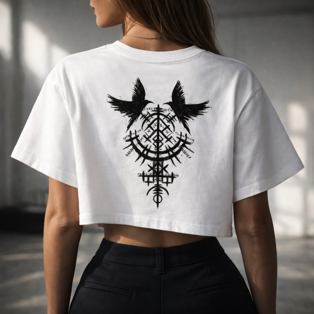 Nordic Raven Crop Top – Viking Back Print