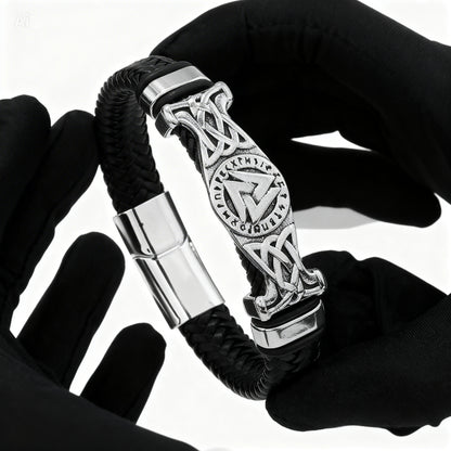 Bracelet Viking Homme Style Nordique – Métal & Cordon Tressé