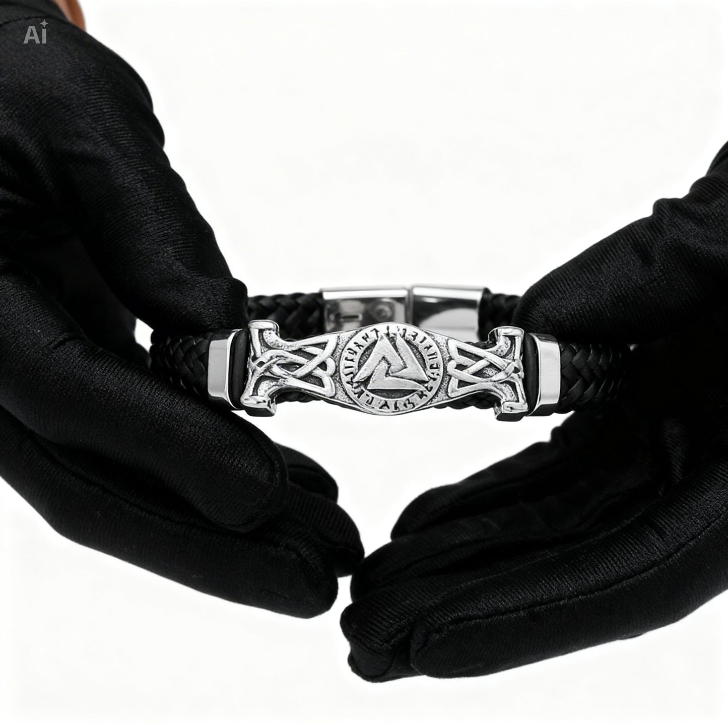 Bracelet Viking Homme Style Nordique – Métal & Cordon Tressé
