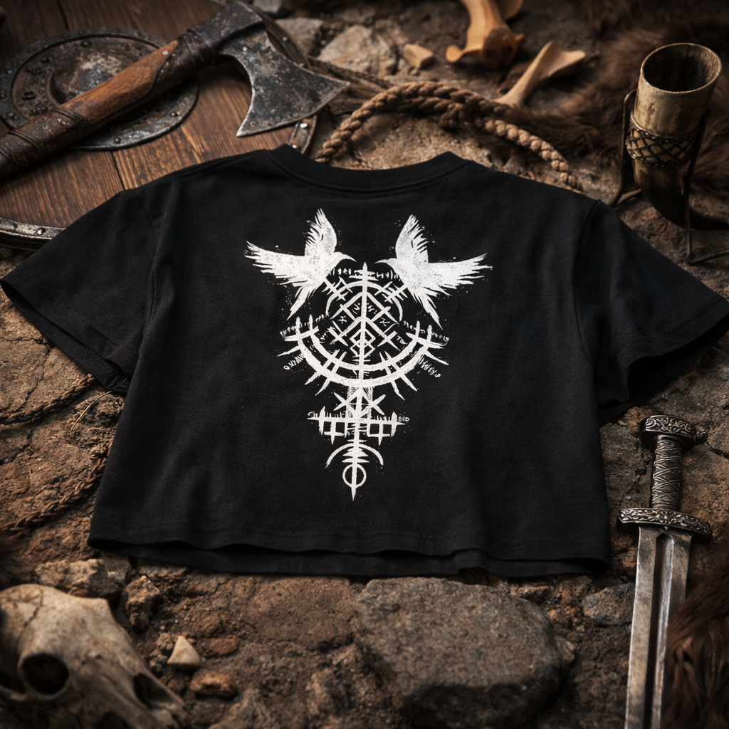 Nordic Raven Crop Top – Viking Back Print