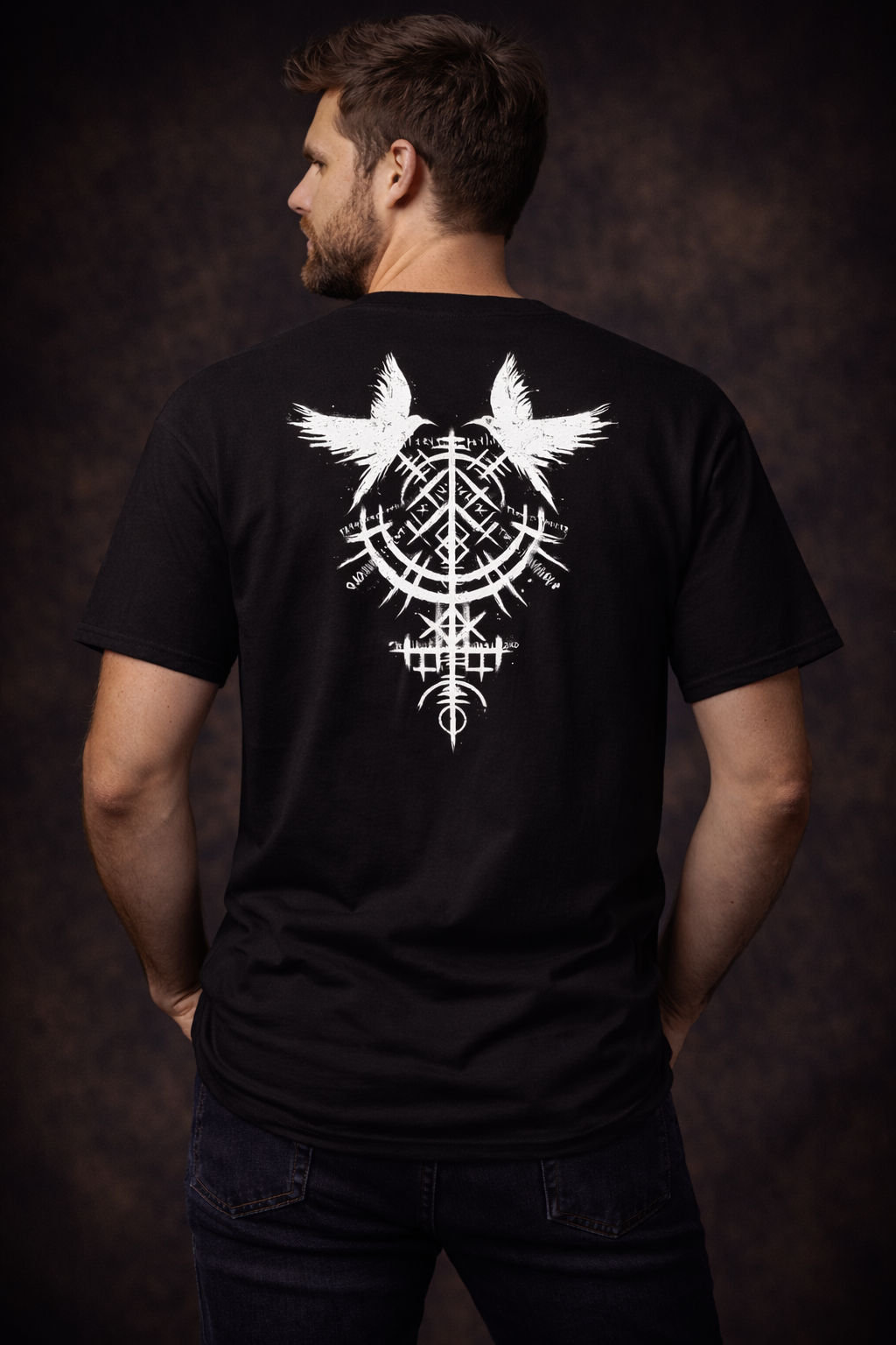 T-shirt Viking Corbeaux Nordiques – Impression Dos. - Nordikfuri
